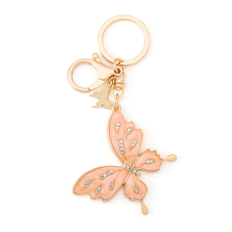 Wholesale Creative Diamond Inlaid Butterfly Metal Keychains